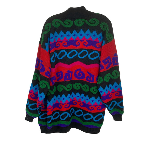 Vintage 1980's JJ Browne USA Cardigan Sz L Pop Art Graphic New Wave Sweater - Picture 6 of 6
